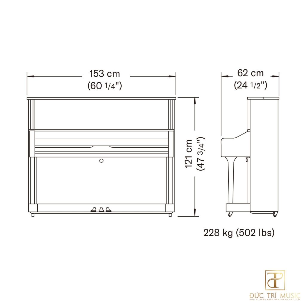 Thông số kích thước đàn Piano Yamaha U1J