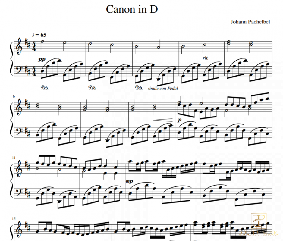 Sheet Piano Canon in D