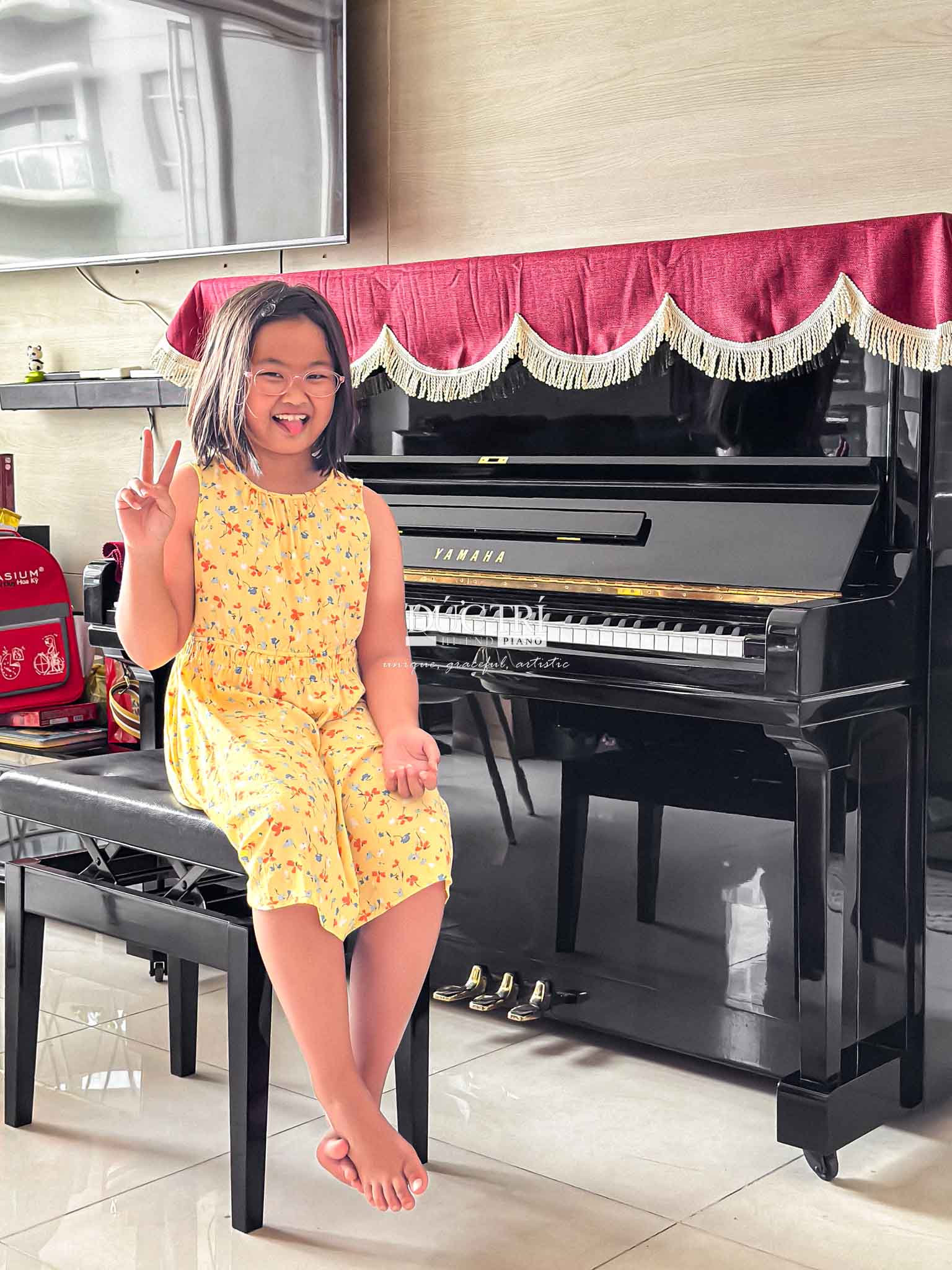 Hình ảnh bàn giao đàn Piano yamaha U3e tại khách hàng Quận 3