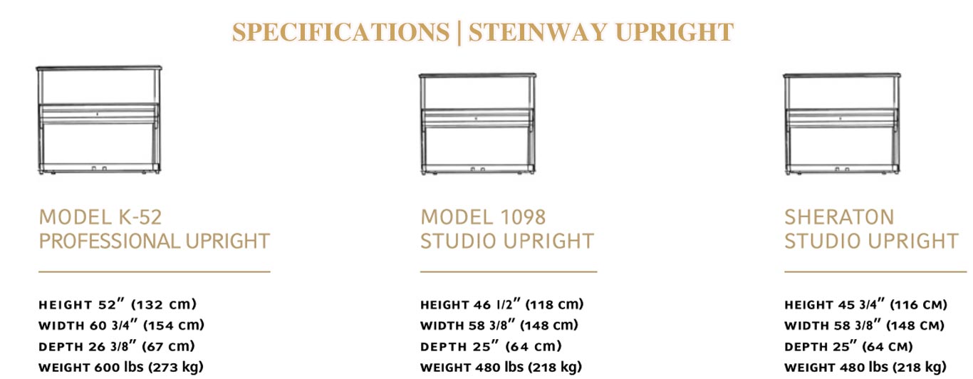 Thông số kích thước đàn piano steinway upright