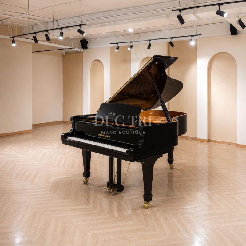 Toàn cảnh đàn Shigeru Kawai SK2 màu đen sang trọng