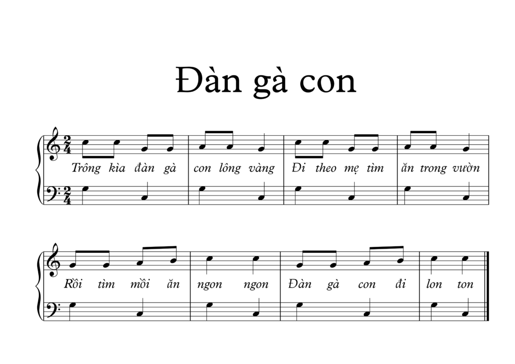 Đàn gà con là sheet nhạc piano đơn giản, dành cho bé mới bắt đầu