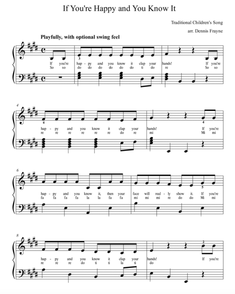 If You’re Happy and You Know It có giai điệu đơn giản và nhịp điệu dễ nhớ giúp người học dễ dàng theo kịp 