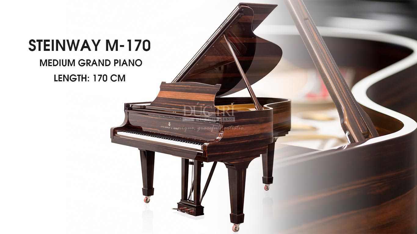 Medium Grand Piano có chiều dài từ 1,7m đến 2,2m, lớn hơn so với Baby Grand 