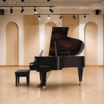 Bên trong đàn piano grand Bösendorfer 200 trưng bày dải vòm duy nhất, có ghế