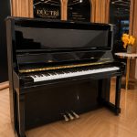 Cận cảnh đàn piano upright Bösendorfer 120 với ghế trong phòng vòm sáng