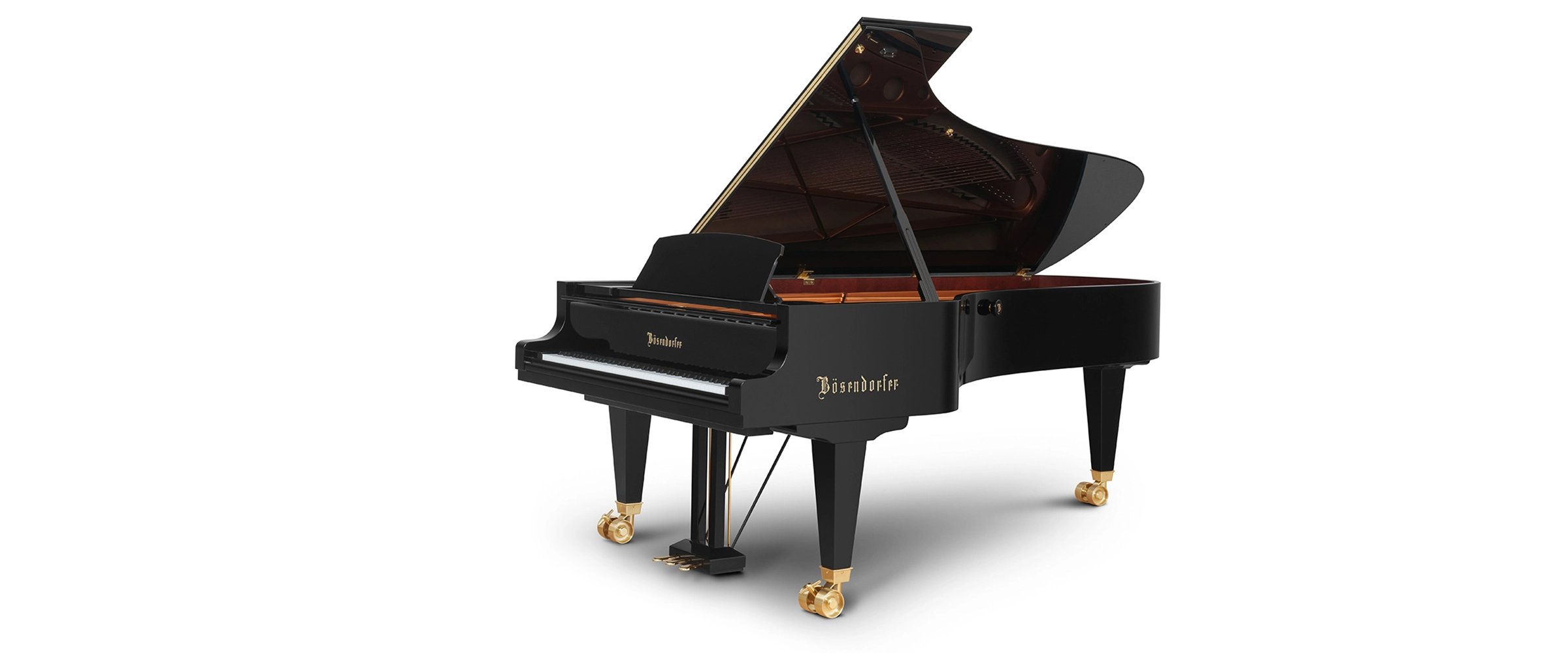 Đại dương cầm Bösendorfer 280VC được sản xuất với bộ 3 bánh xe đôi của dòng Concert có khoá