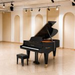 Góc nghiêng đàn piano Bösendorfer 185VC trong phòng vòm sáng