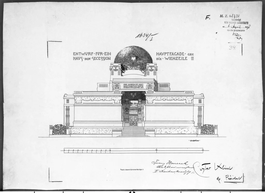 Joseph Maria Olbrich tòa nhà Secession bản phác thảo của bản nháp đầu tiên năm 1897