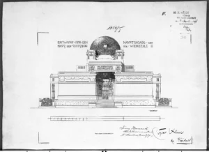 Joseph Maria Olbrich tòa nhà Secession bản phác thảo của bản nháp đầu tiên năm 1897