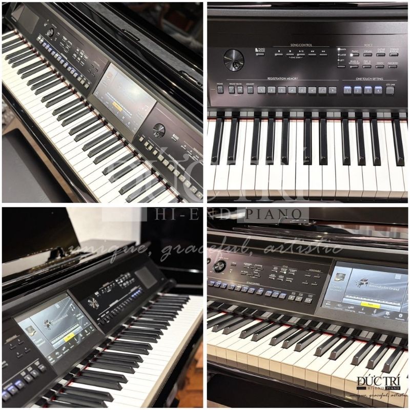Logo và bàn phím của đàn piano Yamaha AvantGrand N1