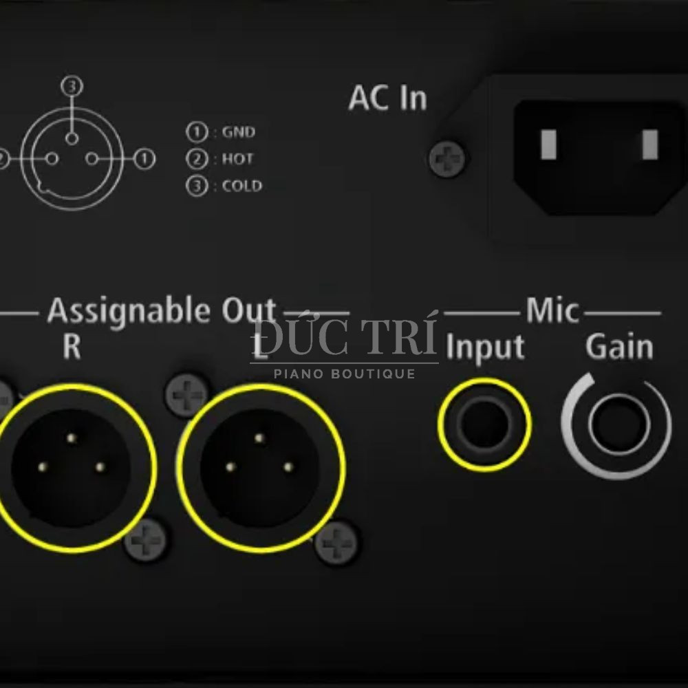 Cac cong ket noi tren dan piano Roland GP 9M Roland GP-9M Các cổng kết nối trên đàn piano Roland GP-9M