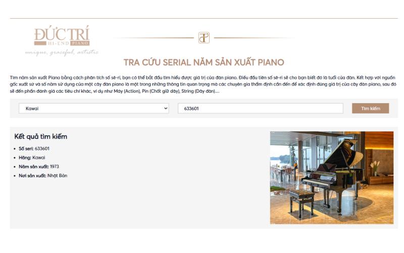 Kết quả sau khi tra cứu mã seri