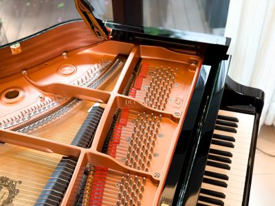 Cận cảnh bộ dây, khung cộng hưởng và bàn phím của đàn Yamaha DC2X Disklavier