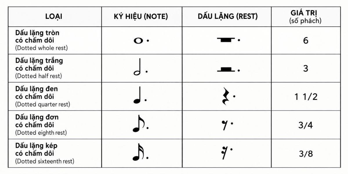 Dau lang cham doi dấu chấm dôi Dấu lặng chấm dôi