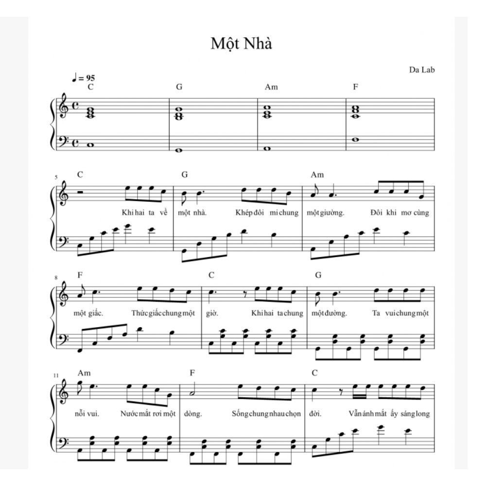 Bai hat Mot Nha theo vong hoa am I – V – vi – IV C G Am F vòng hòa âm Bài hát Một Nhà theo vòng hòa âm I – V – vi – IV (C-G-Am-F)