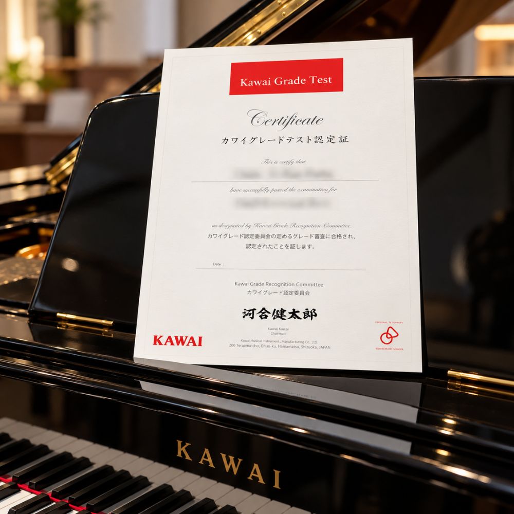 Giay chung nhan Kawai Grade Test cấp độ piano Giấy chứng nhận Kawai Grade Test